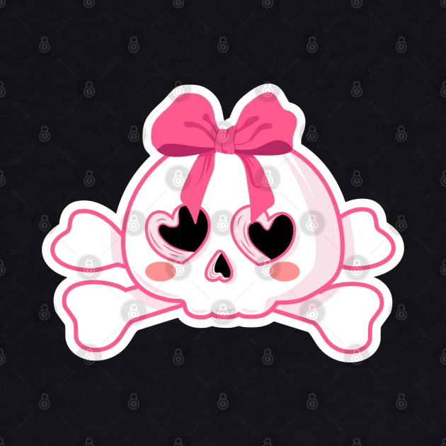 Skull with Pink Bow by CuteCoCustom